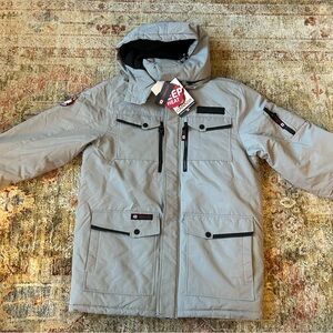 NWT Canada Weather Gear Heavyweight Teflon Parka Coat w/ Detachable Hood, Sz. L